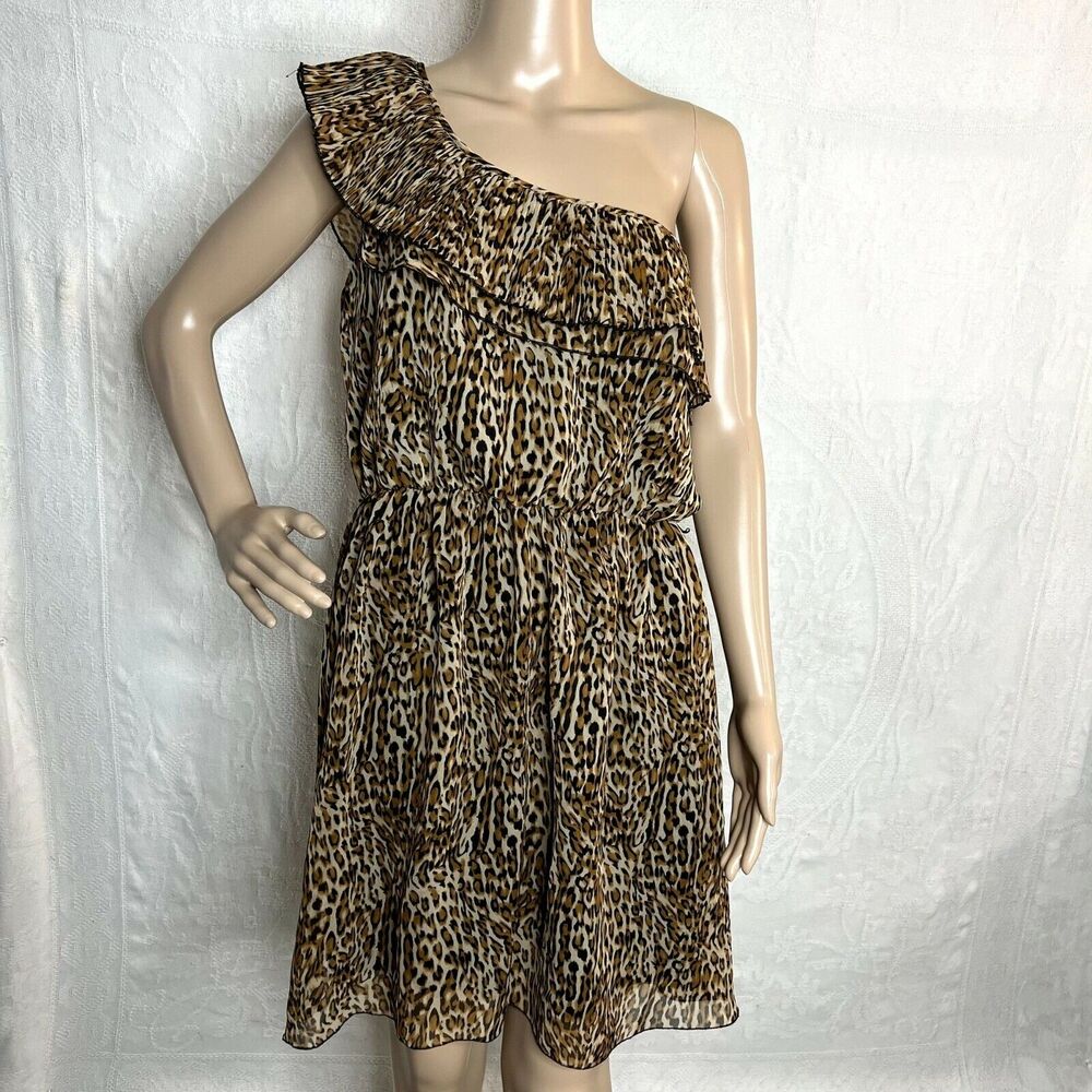 One Shoulder Cheetah Print Dress